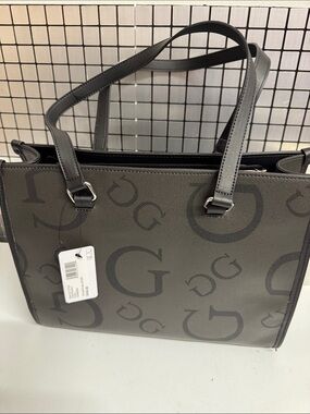 Guess Gray Logo Tote Bag with Double Shoulder Straps
